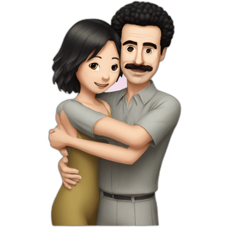 borat hugs chinese girl emoji