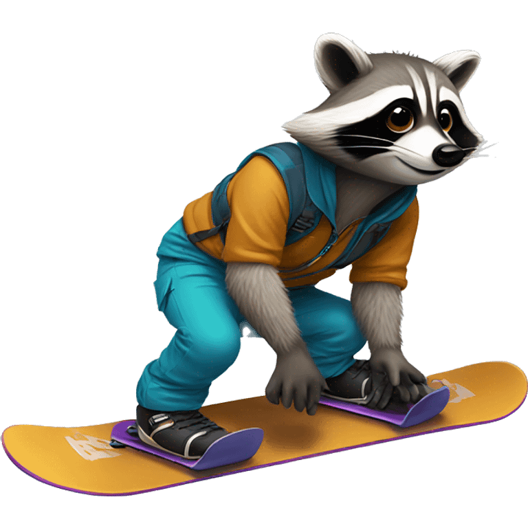 snowboarding racoon emoji