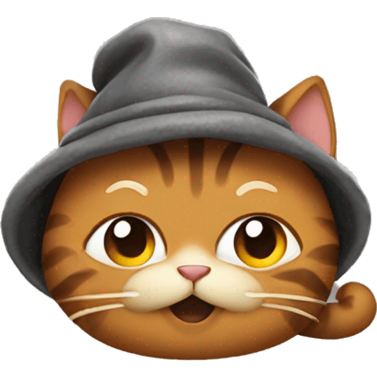 Cat wearing poop hat emoji