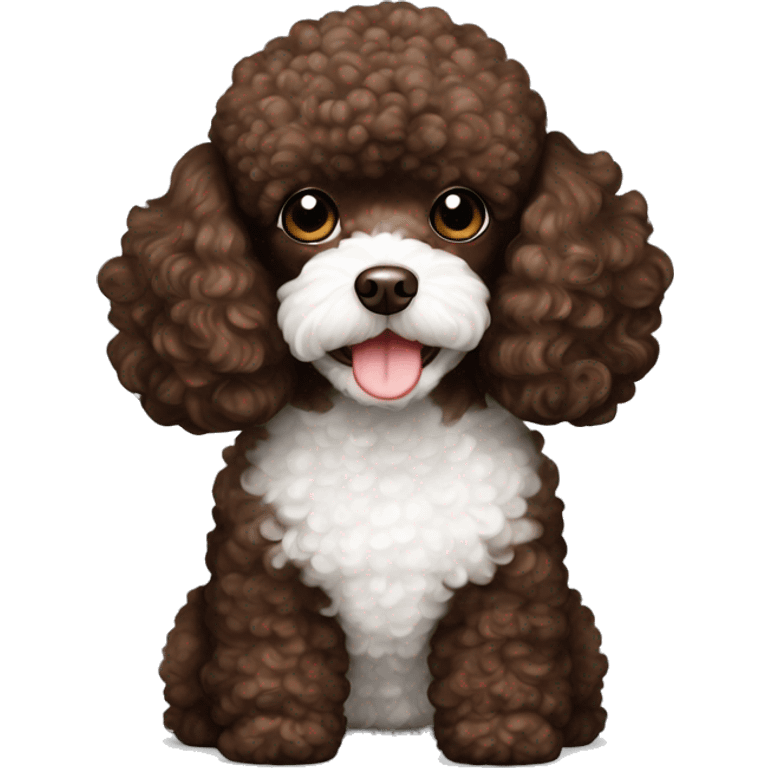 Chocolate brown and white toy poodle emoji