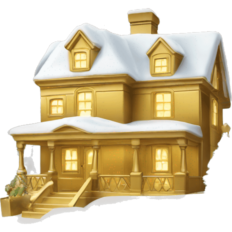 Gold Christmas house emoji