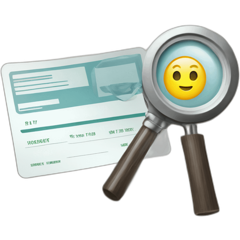 magnifying glass hovering over drivers license emoji