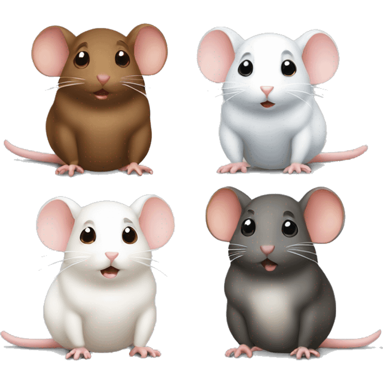 Three differently colored rats one white one grey one brown gossiping emoji