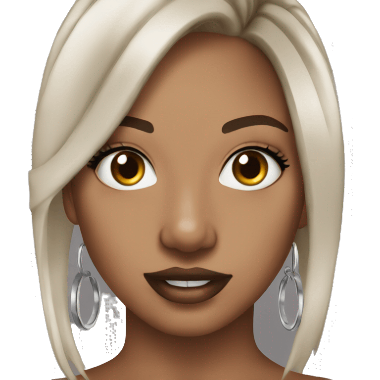 Tattoo girl brown hair silver hoop earrings  emoji