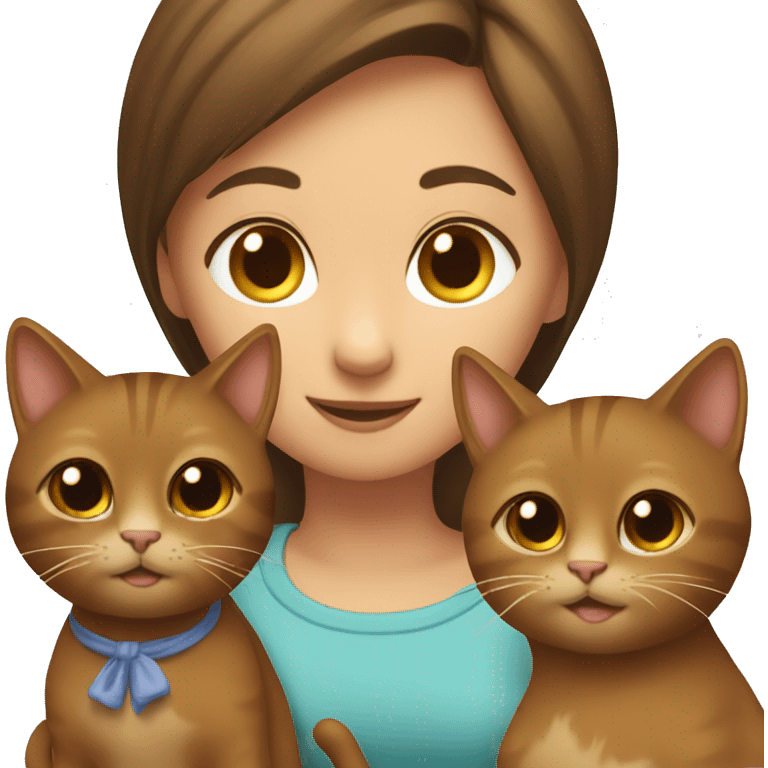 brown cat with brown haired girl emoji