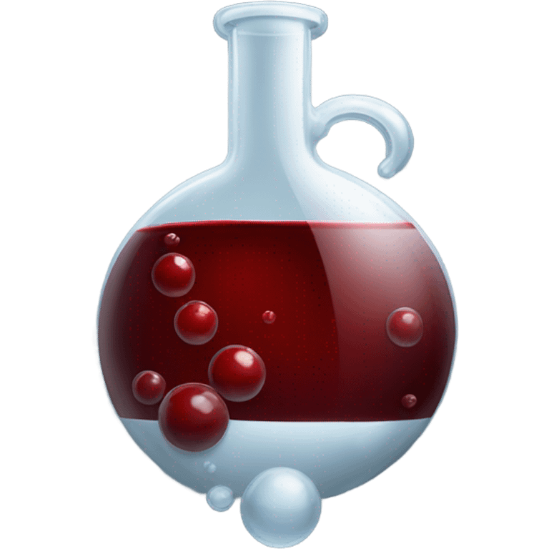 A chemical flask with blood inside and bubbles emoji