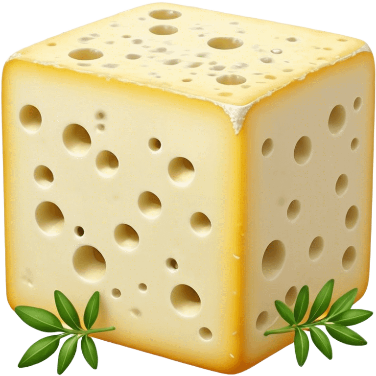 Cinematic Realistic Feta Cheese Dish Emoji, depicted as a block of crumbly, tangy cheese garnished with olive oil and herbs rendered with lifelike detail and soft natural lighting. emoji