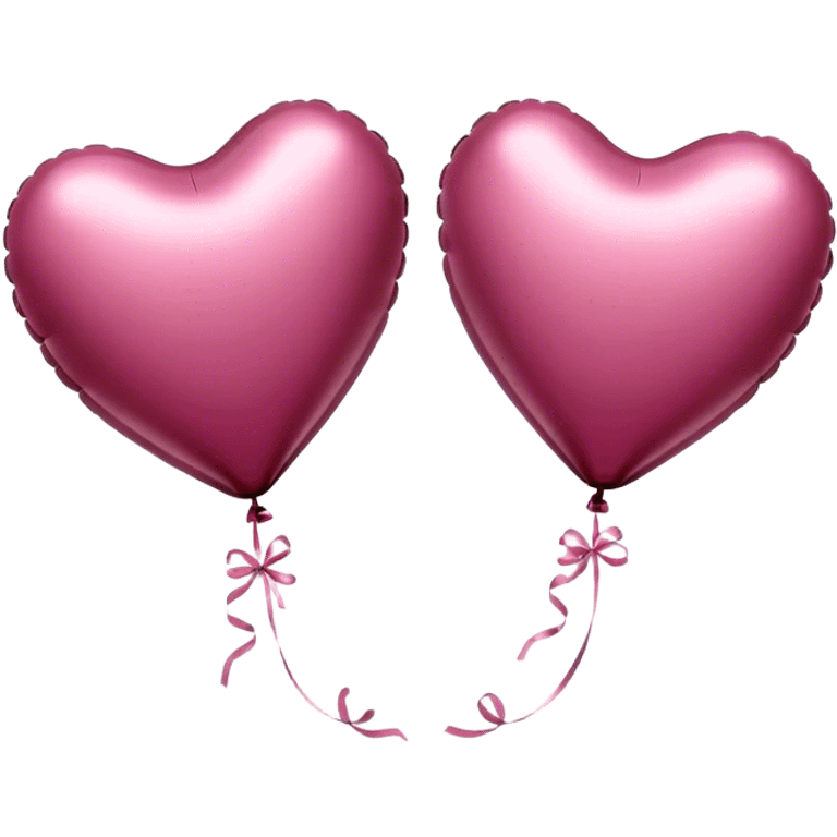 metallic heart-shaped balloons in burgundy and pink  emoji