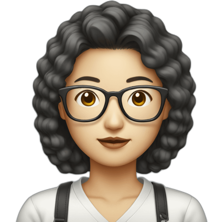 korean lady with 80s glasse emoji