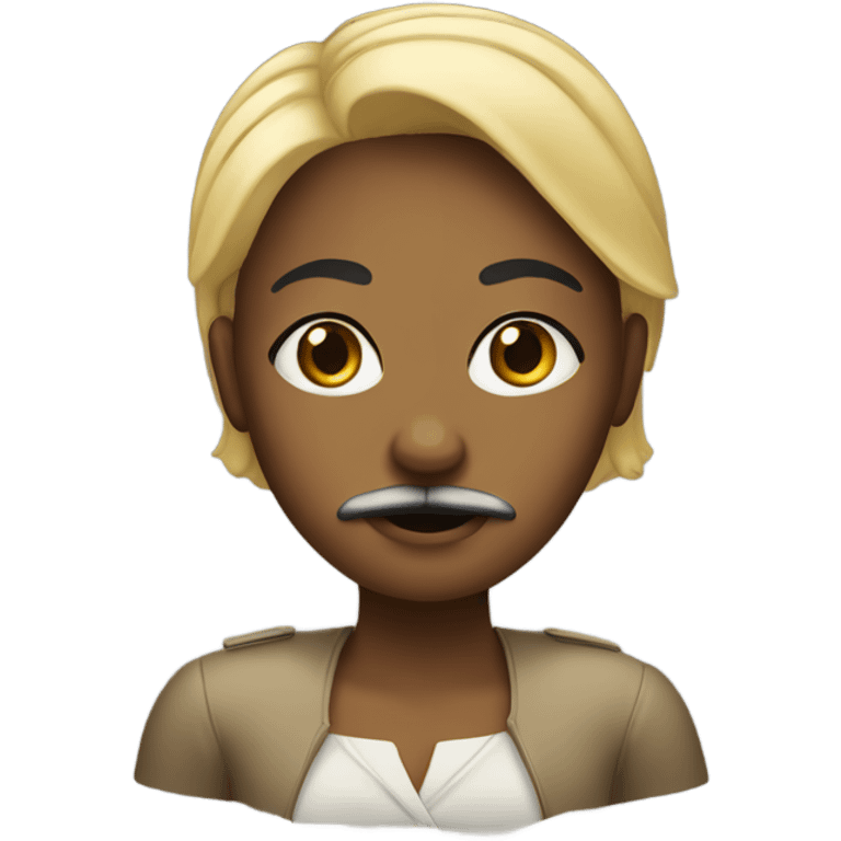 A black female with a stiff blonde box mustache above the mouth  emoji