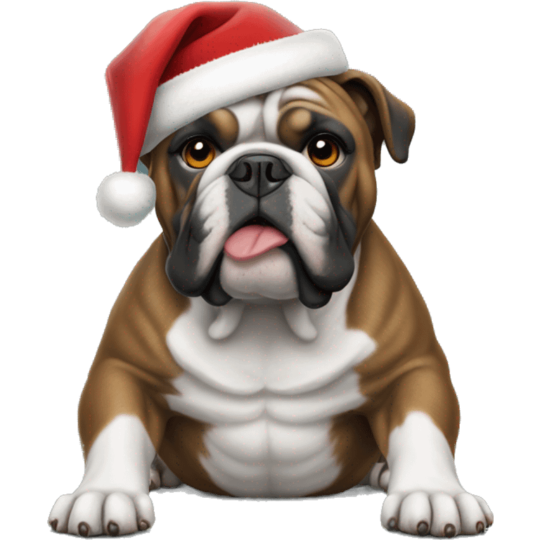 Just Black English bulldog in Christmas hat emoji