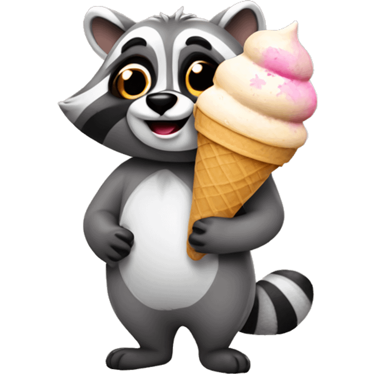 racoon with ice cream emoji