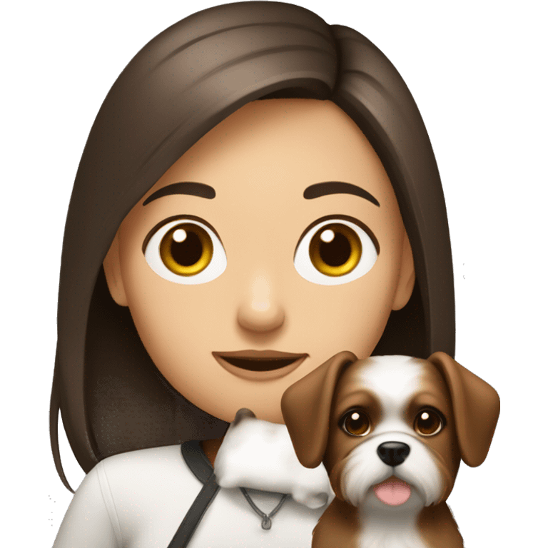 Brunette girl with shitzu dog emoji