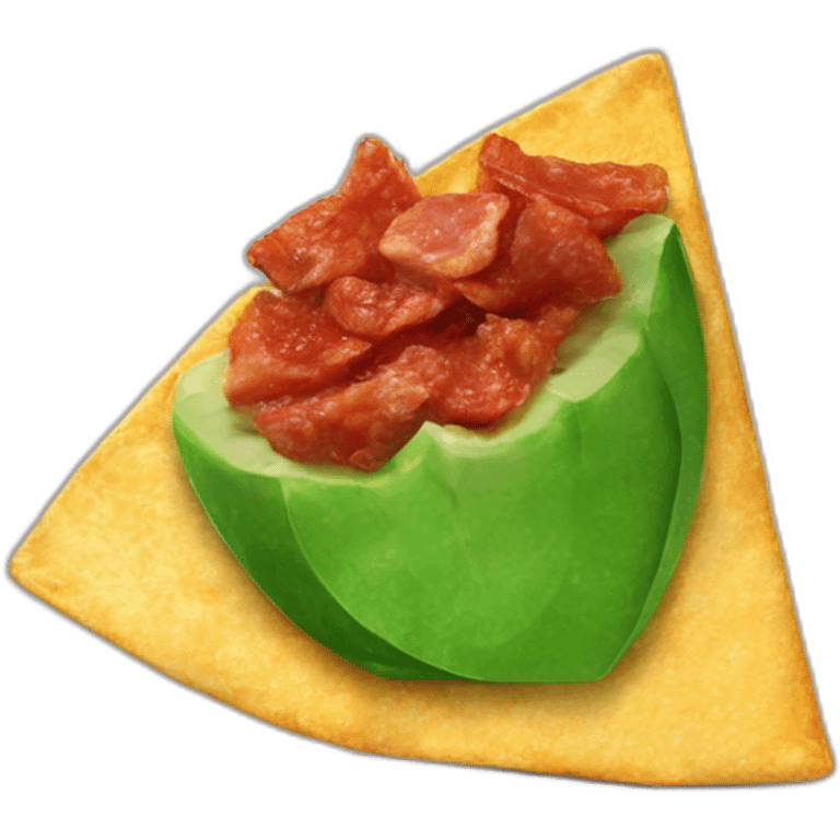 nacho tortilla chip with a little piece of meat on it emoji