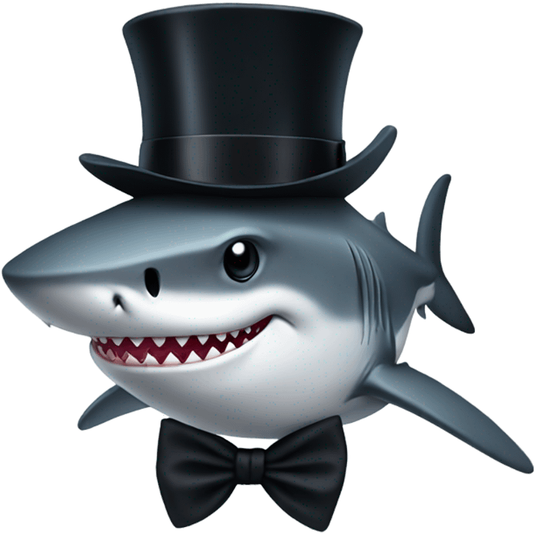 Shark with a top hat emoji