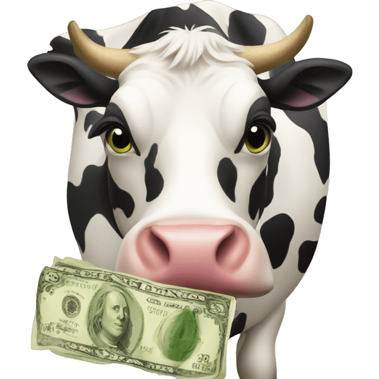 cow eating money emoji