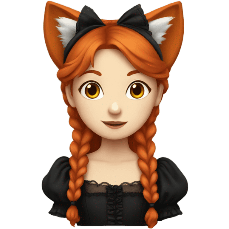 girl with fox ears, red hair and black victorian dress emoji