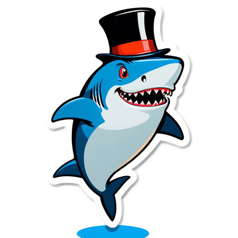 Shark with a top hat emoji