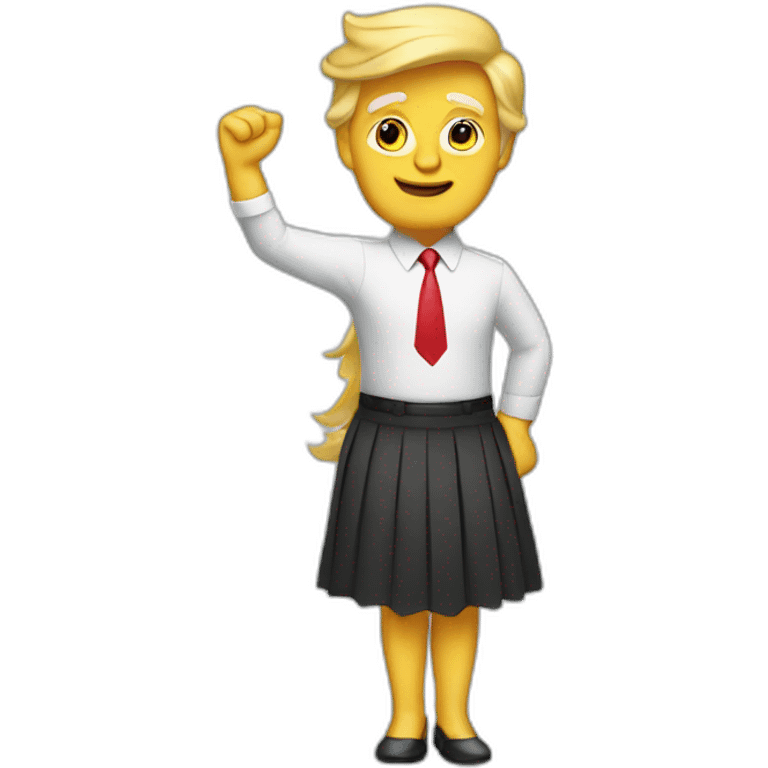 Trump wearing a skirt waving emoji