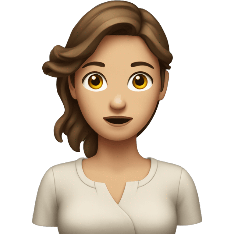 girl with brown hair shrugging her shoulders emoji