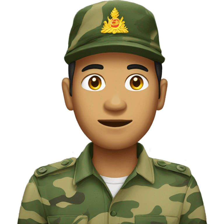 Cambodian man in camouflage saluting emoji