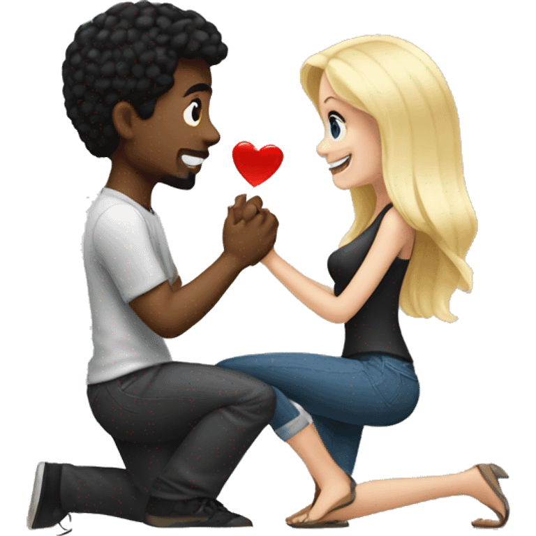 Black hair guy proposing to blonde girl  emoji