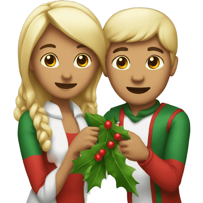 Couple under the mistletoe    emoji