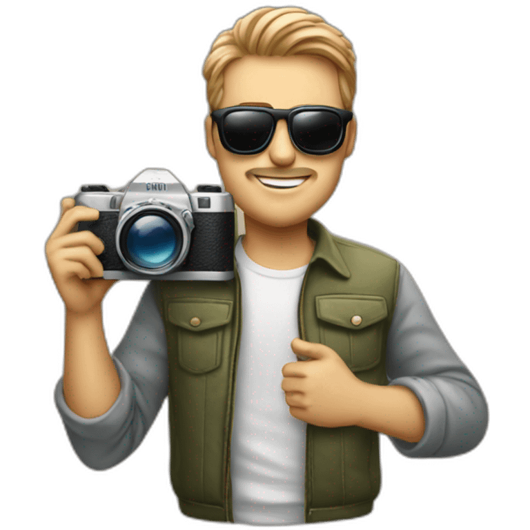 sketchy man in sunglasses and a camera in his hands emoji