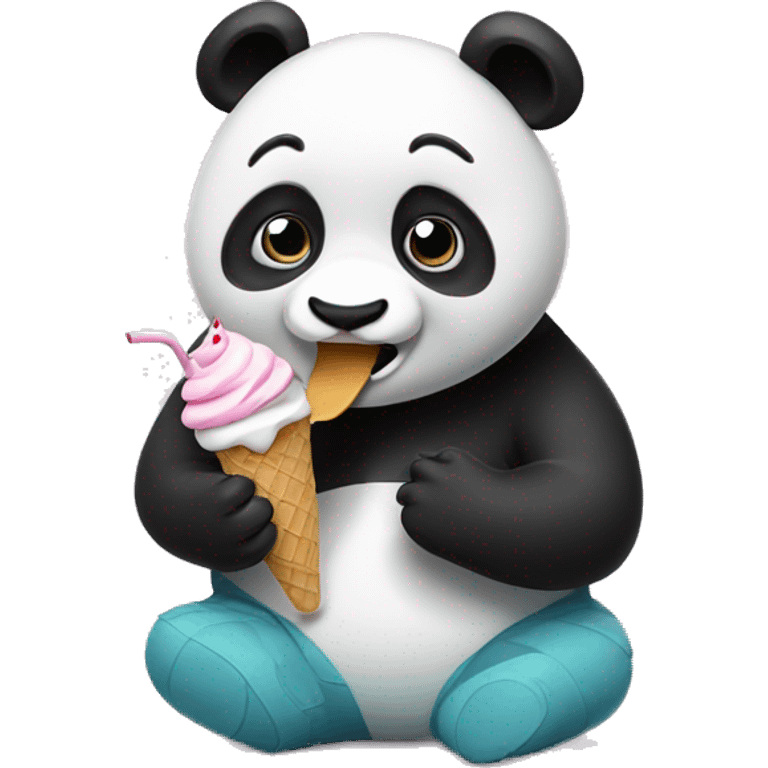 Panda eating ice cream and smoking  emoji