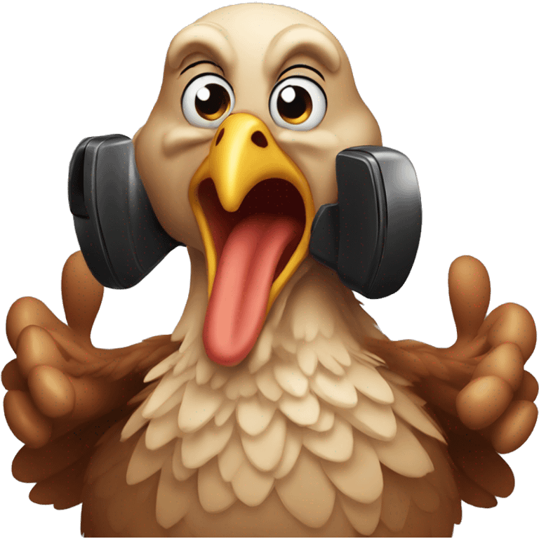 Scared turkey on the phone emoji