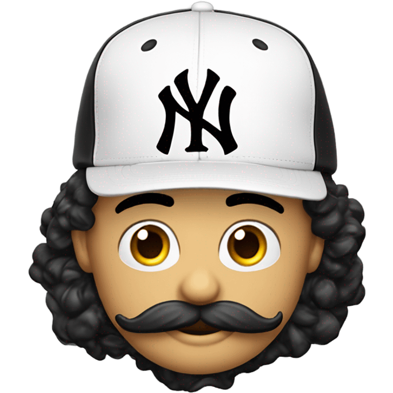 Emoji homme blanc, mal rasé et moustache noir, casquette yankees  emoji