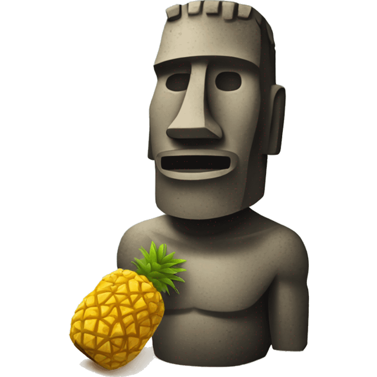 moai with a pineapple near a beach emoji