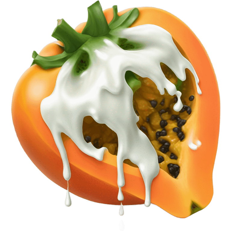 White paint dropping down papaya emoji