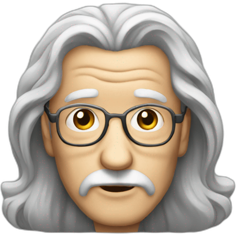 long hair old man with glass emoji