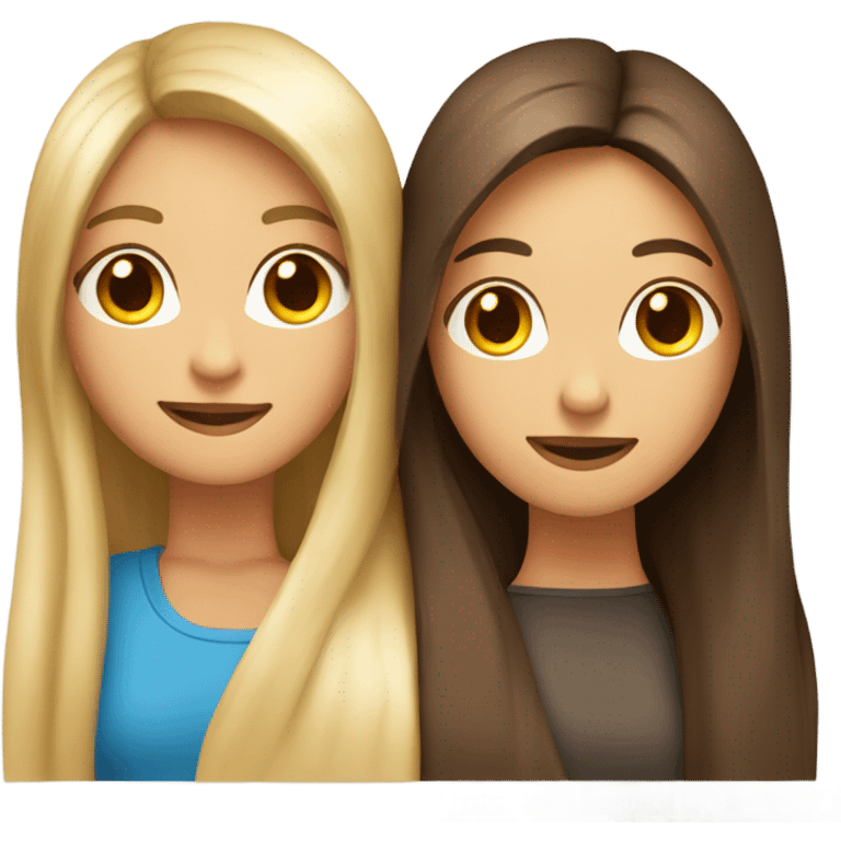 beautiful woman with long straight blonde hair hugging beautiful woman with long straight brown hair emoji