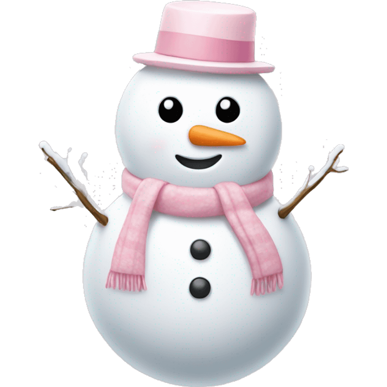 Cute white and light pink snowman emoji