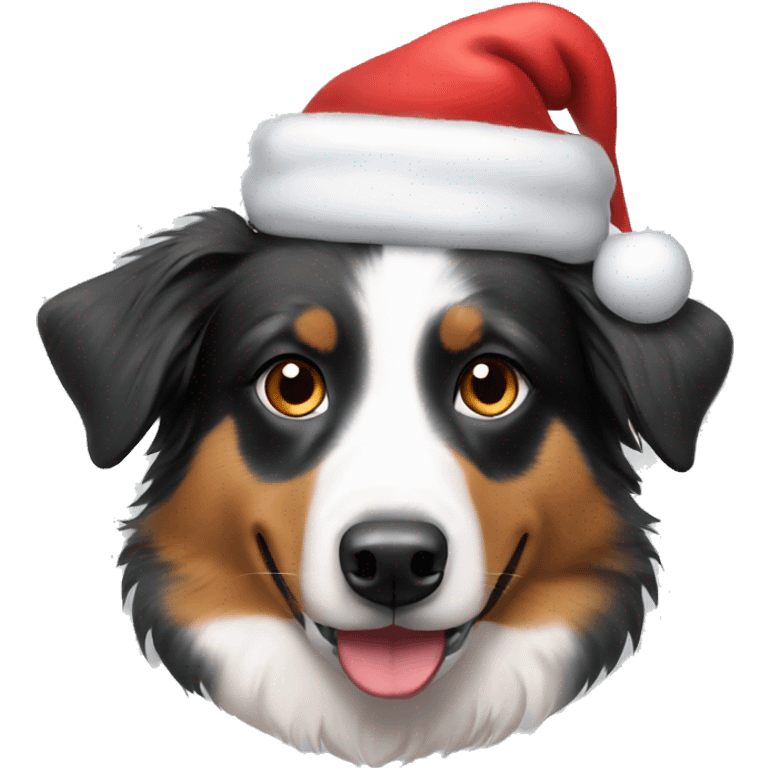 Australian Shepherd wearing a santa hat  emoji