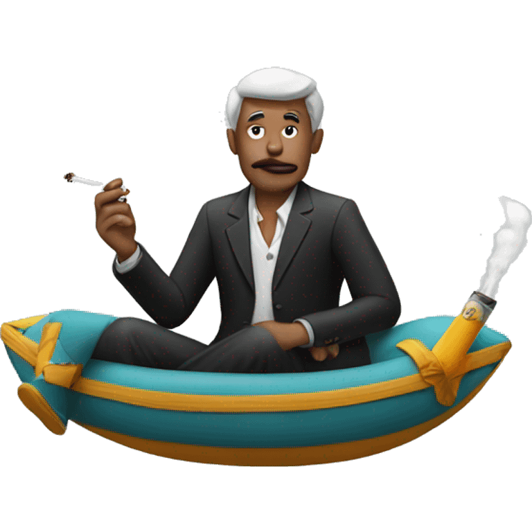 Man floating smoking  emoji