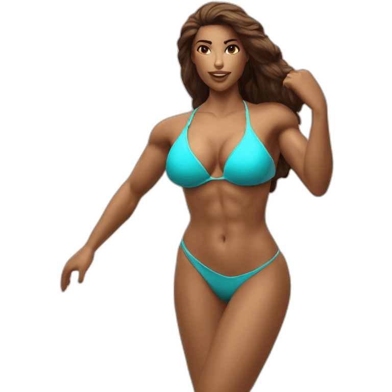 Sexy pose soft fit muscylar body woman beach emoji