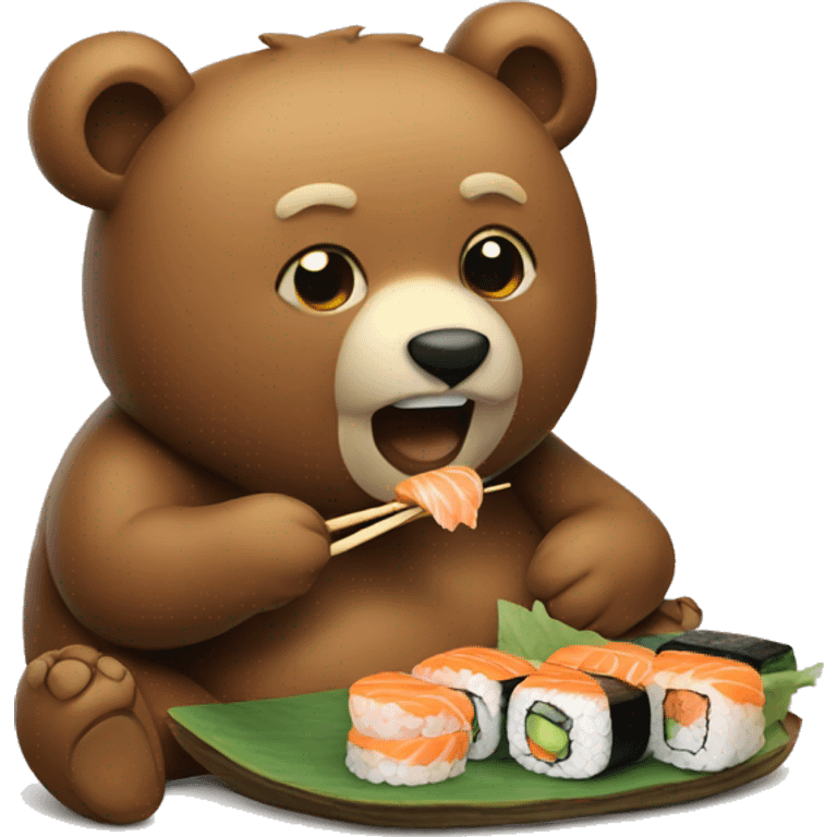 Bear eating sushi emoji