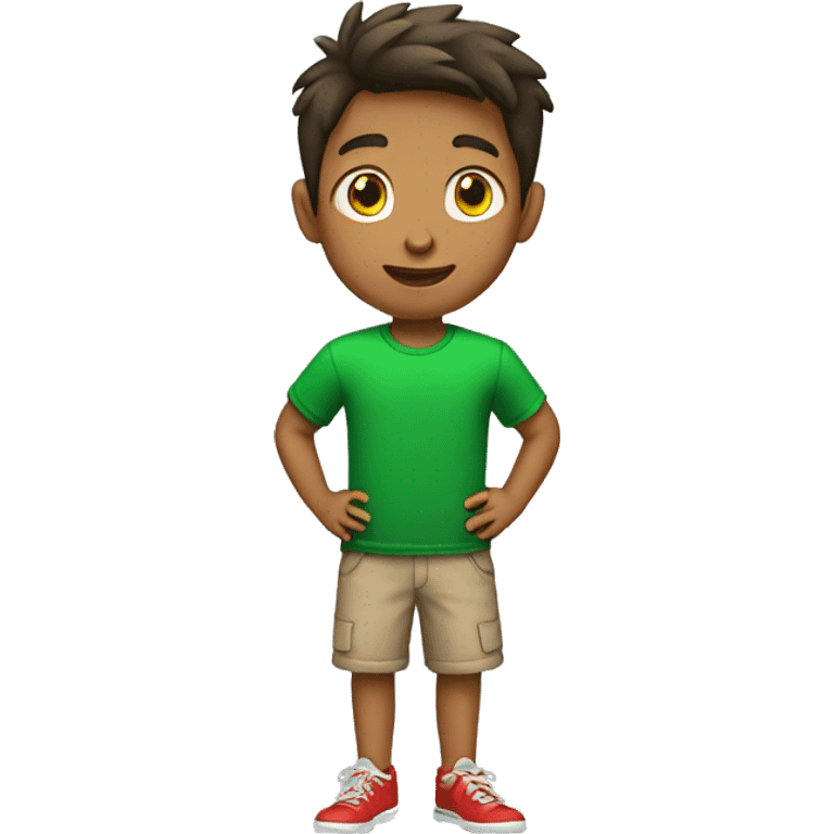 boy with a green-red t-shirt emoji