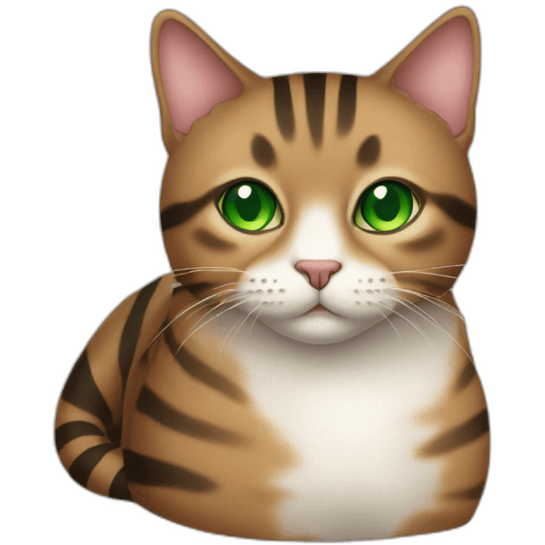 Fat brown striped cat with green eyes emoji