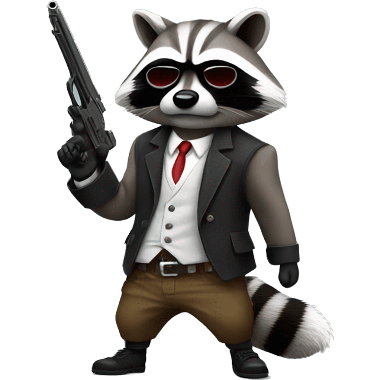 raccoon gangster whit gun emoji