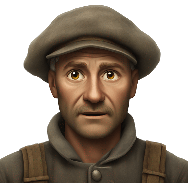 peasant men during the 1917 revolution in Russia photorealistic serious emoji