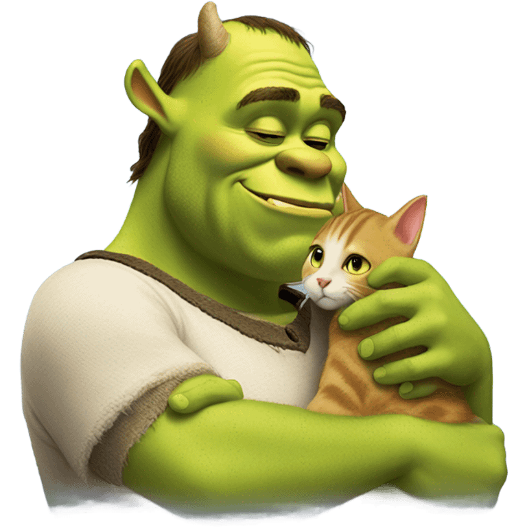 Shrek kissing a cat emoji