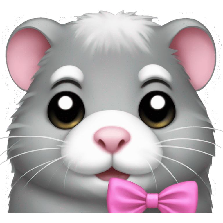 grey crying hamster face with pink bow  emoji