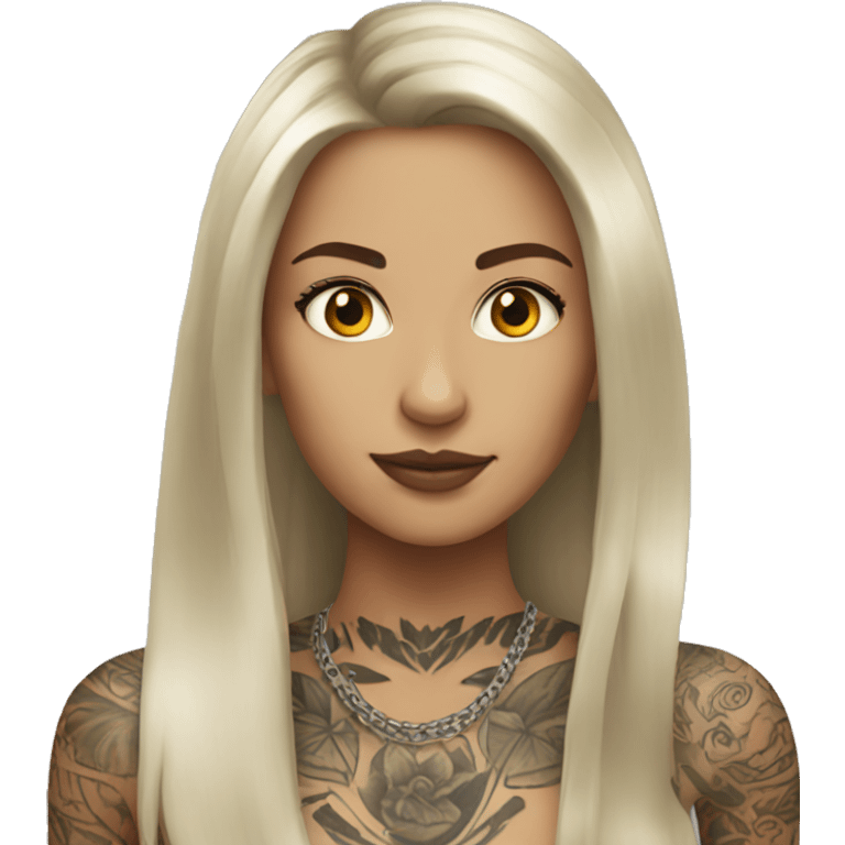 tattooed woman very attractive long hair emoji