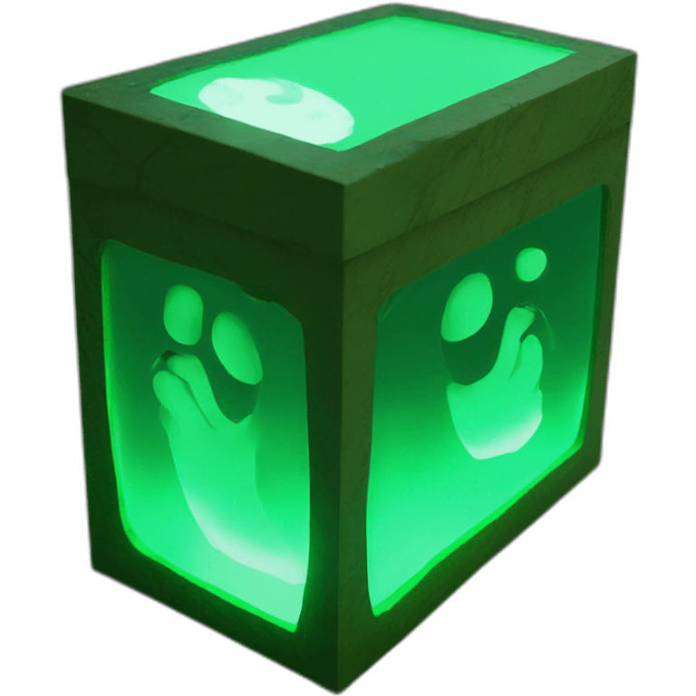 case, inside a green glowing stone emoji