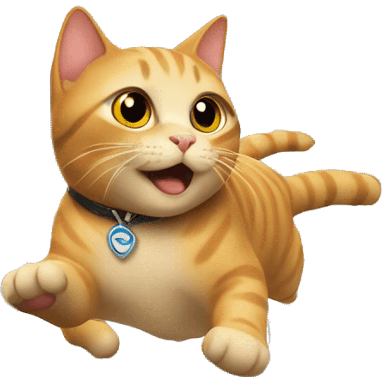 Cat on a flying train emoji