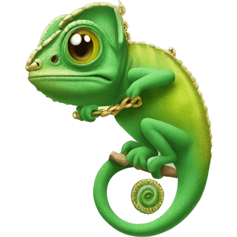 Chameleon with a gold necklace emoji